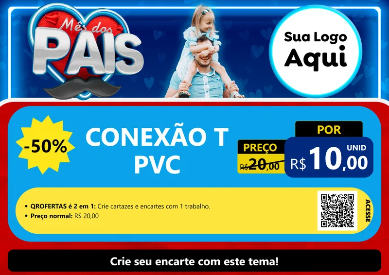 Modelo de Cartaz para Cartaz A4 Horizontal com o tema Mês Dos Pais para Tubos e conexões