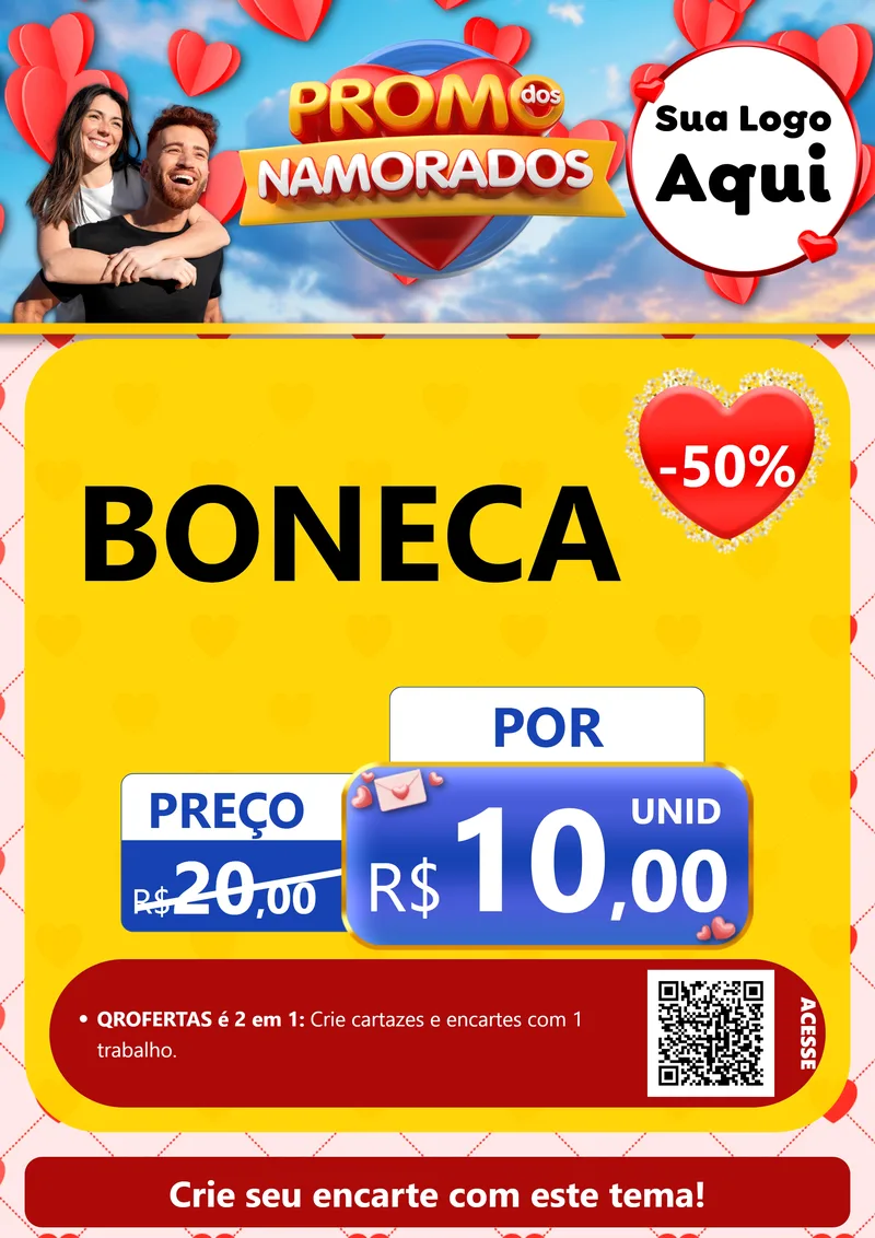 Modelo de Cartaz para Cartaz A4 Vertical com o tema Promo dos Namorados para Brinquedos