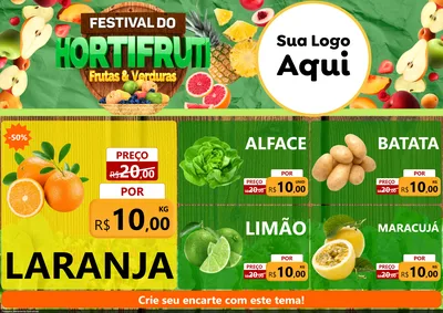Modelo de Encarte para Encarte A4 Horizontal com o tema Festival do Hortifruti para Hortifrúti
