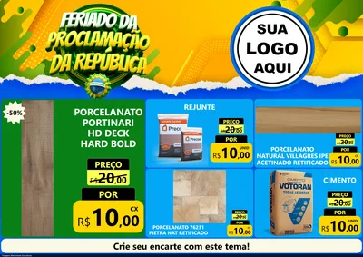 Modelo de Encarte para Encarte A4 Horizontal com o tema Feriado da Proclamação da República para Pisos e revestimentos