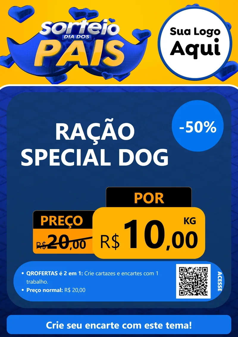 Modelo de Cartaz para Cartaz A4 Vertical com o tema Sorteio Dia dos Pais para Pet Shop