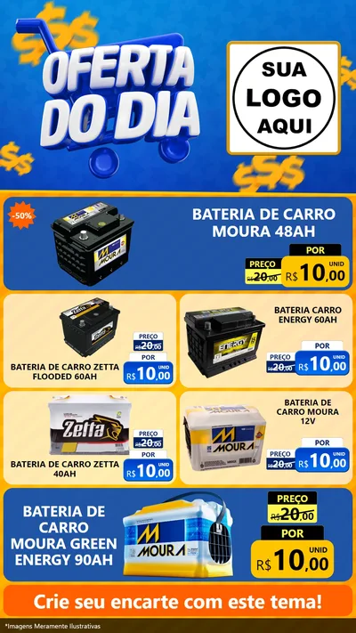 Modelo de TV para TV Vertical com o tema Oferta do Dia para Baterias Elétricas