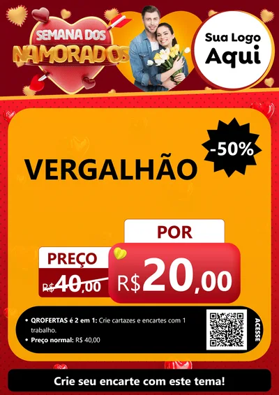 Modelo de Cartaz para Cartaz A4 Vertical com o tema Semana dos Namorados para Ferragens