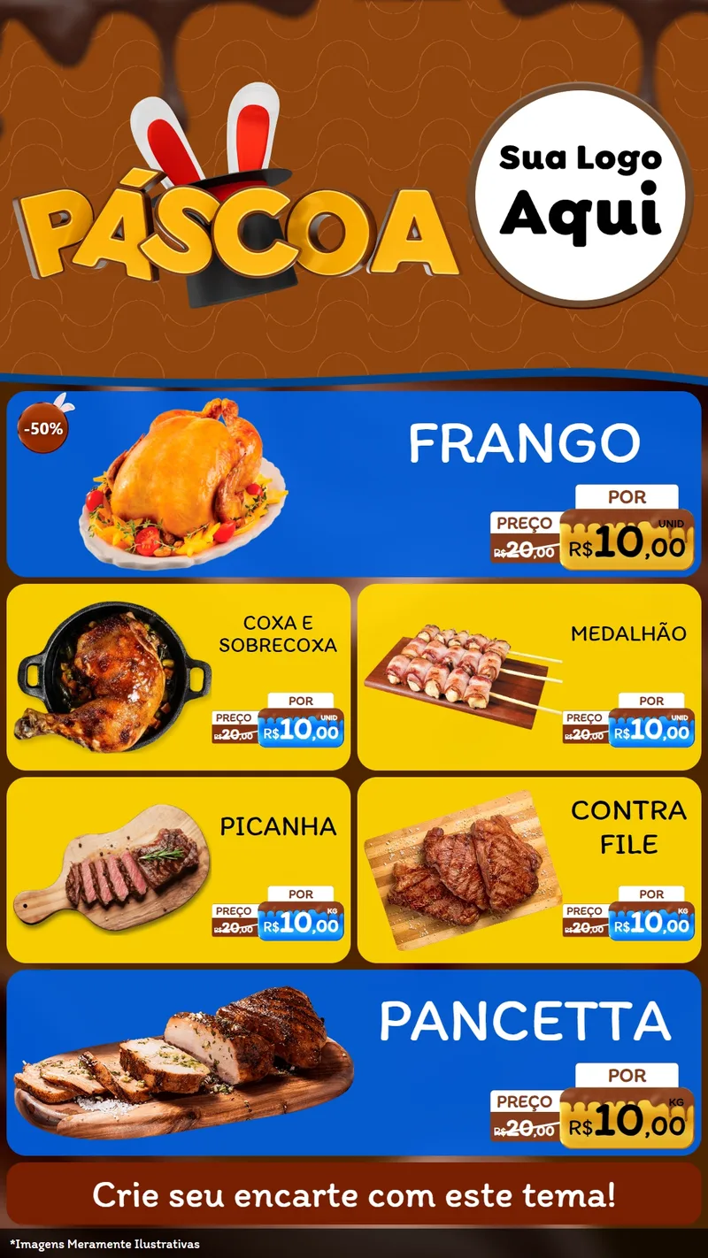 Modelo de TV para TV Vertical com o tema Páscoa para Assados