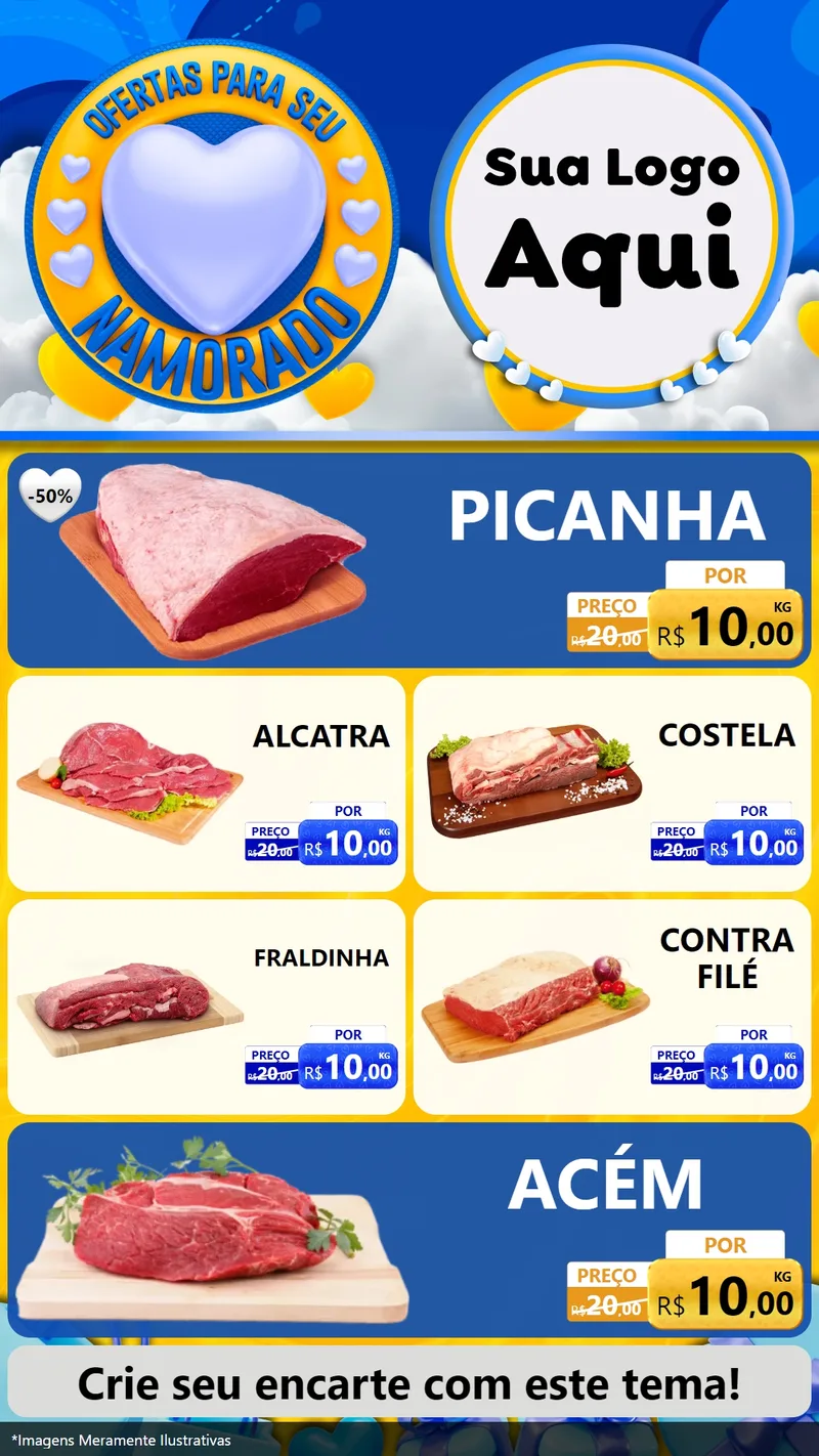 Modelo de TV para TV Vertical com o tema Ofertas Para Seu Namorado para Açougue