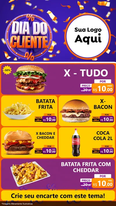 Modelo de TV para TV Vertical com o tema Dia do Cliente para Hamburgueria