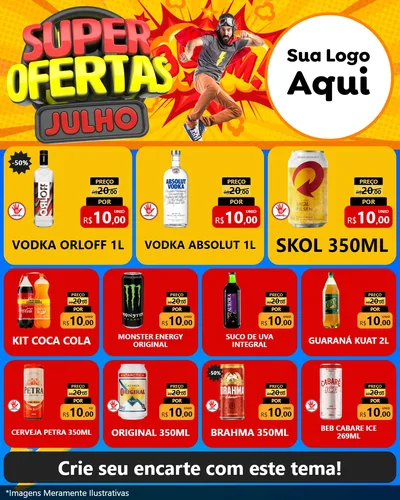 Modelo de Rede Social para Feed Instagram com o tema Super Ofertas Julho para Distribuidora de bebidas