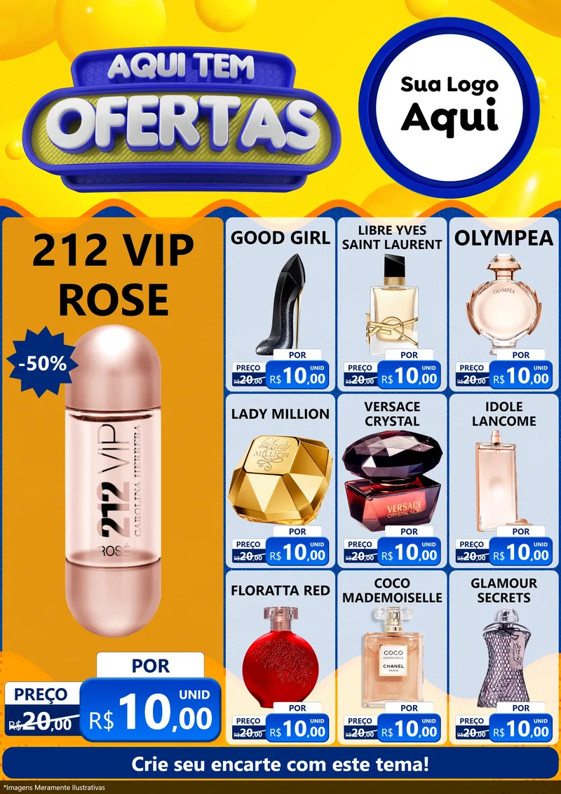 Modelo de Encarte para Encarte A4 Vertical com o tema Aqui Tem Ofertas para Perfumes