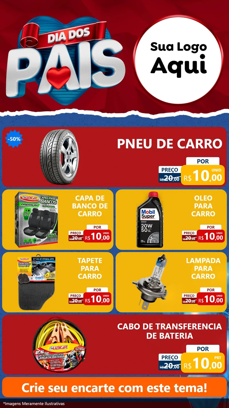 Modelo de TV para TV Vertical com o tema Dia dos Pais para Auto peças