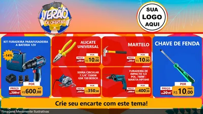 Modelo de TV para TV Horizontal com o tema Verão de Ofertas para Maquinas e Ferramentas