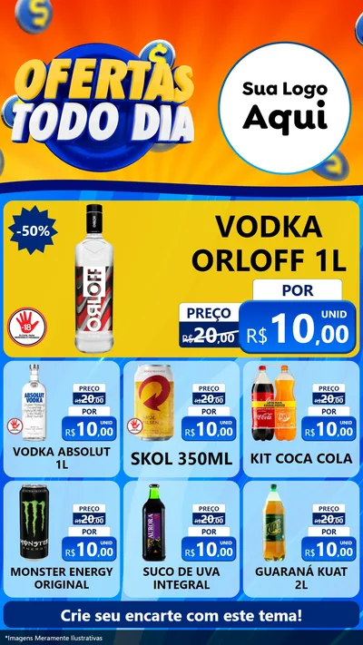 Modelo de Rede Social para Stories com o tema Ofertas Todo Dia para Distribuidora de bebidas