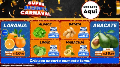 Modelo de TV para TV Horizontal com o tema Super Esquenta de Carnaval para Hortifrúti