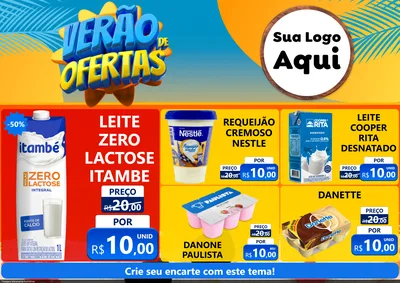 Modelo de Encarte para Encarte A4 Horizontal com o tema Verão de Ofertas para Frios e Laticínios