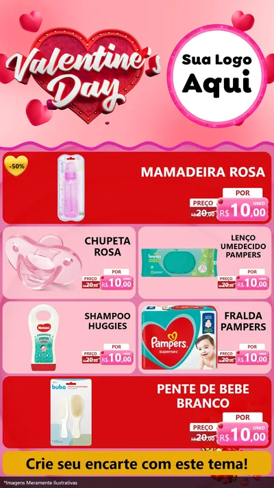 Modelo de TV para TV Vertical com o tema Valentine's Day para Bebês