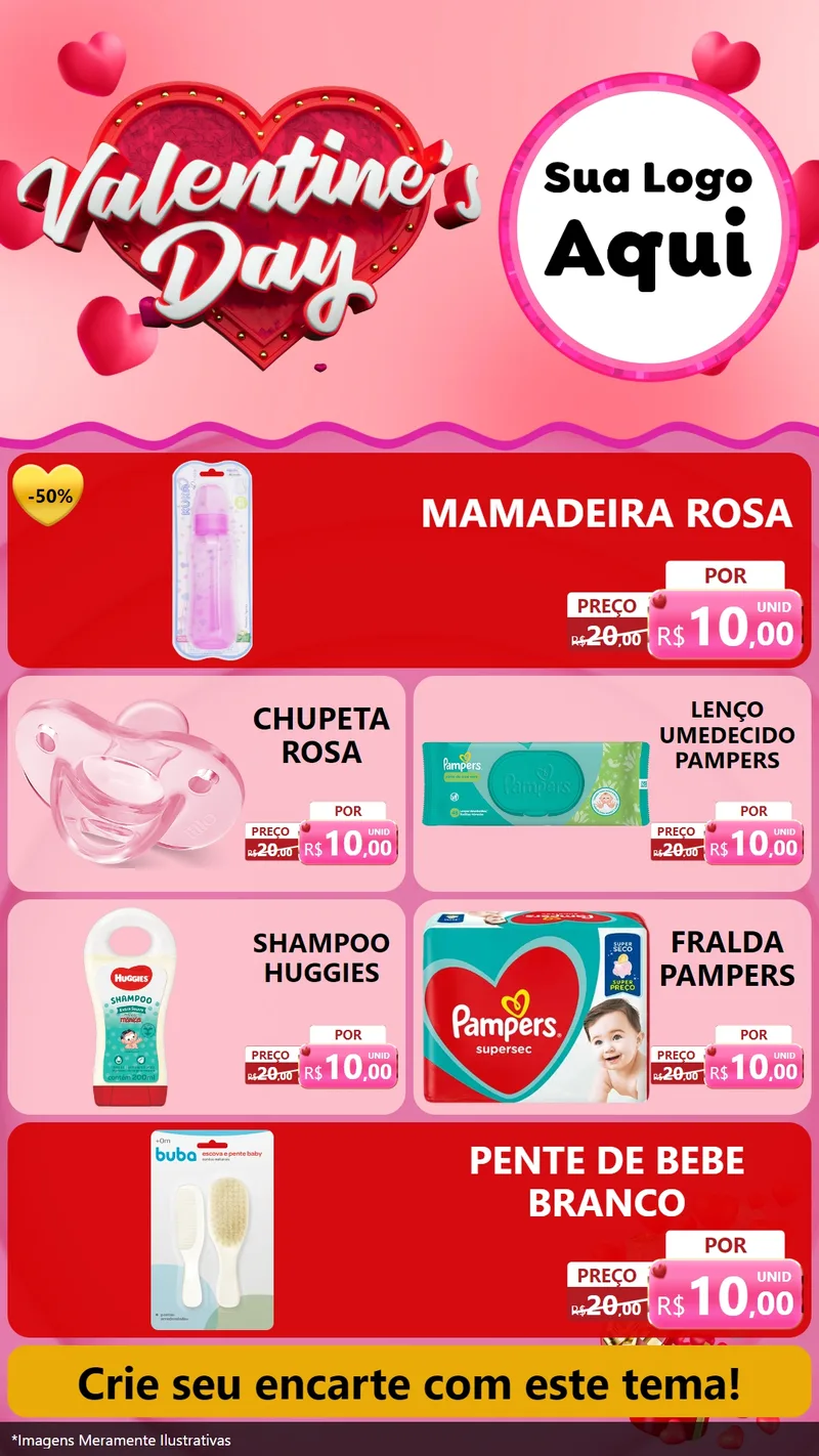 Modelo de TV para TV Vertical com o tema Valentine's Day para Bebês