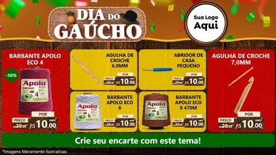 Modelo de TV para TV Horizontal com o tema Dia do Gaúcho para Armarinho e Aviamentos
