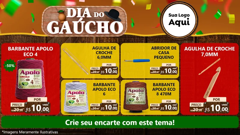Modelo de TV para TV Horizontal com o tema Dia do Gaúcho para Armarinho e Aviamentos