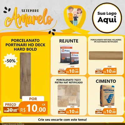 Modelo de Rede Social para Feed Facebook com o tema Setembro Amarelo para Pisos e revestimentos