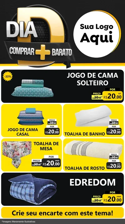Modelo de TV para TV Vertical com o tema Dia D Mais Economia para Cama, Mesa e Banho