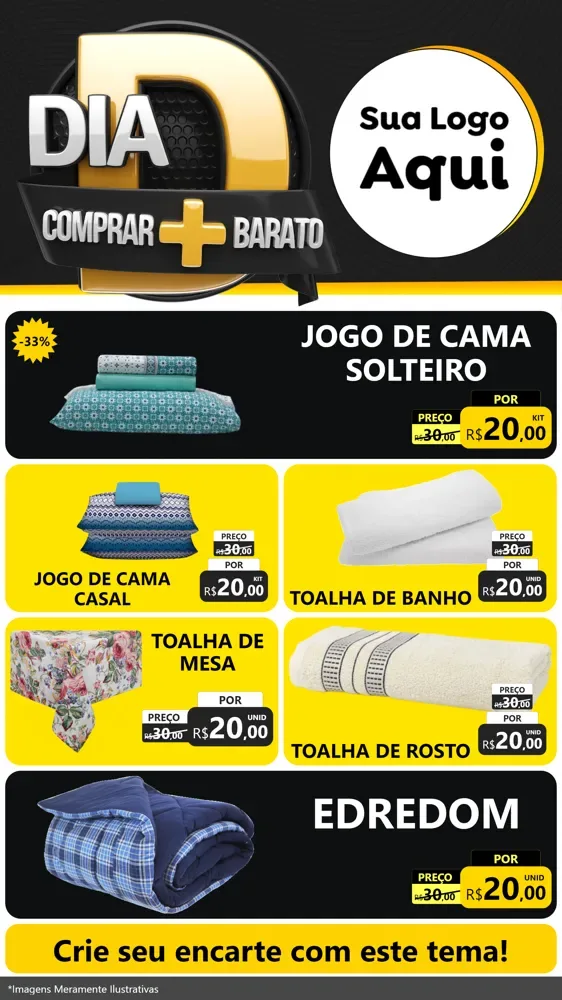 Modelo de TV para TV Vertical com o tema Dia D Mais Economia para Cama, Mesa e Banho