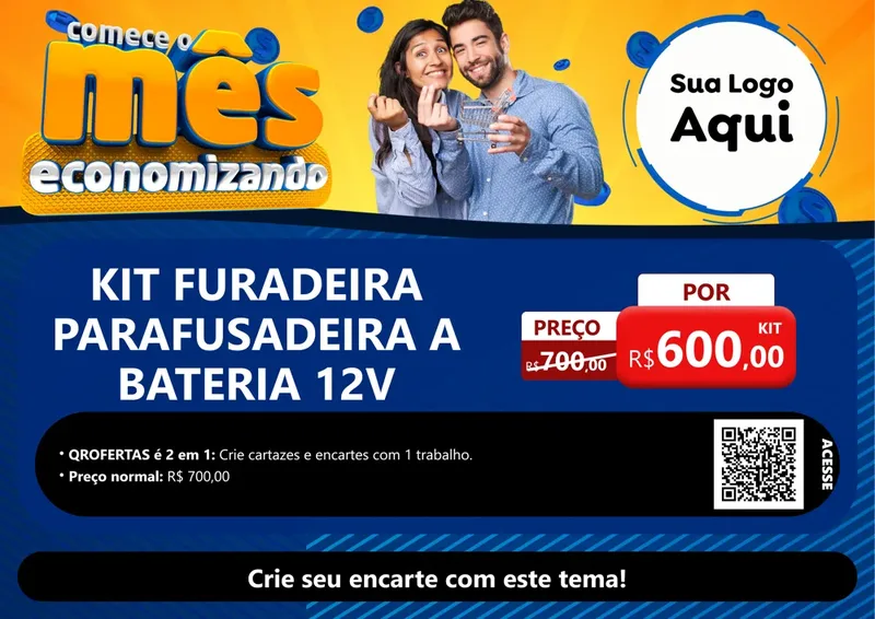 Modelo de Cartaz para Cartaz A4 Horizontal com o tema Comece O Mês Economizando para Maquinas e Ferramentas