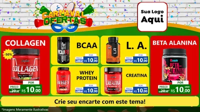 Modelo de TV para TV Horizontal com o tema Carnaval de Ofertas para Suplementos alimentares