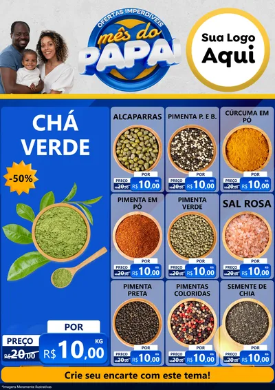 Modelo de Encarte para Encarte A4 Vertical com o tema Ofertas Imperdíveis Mês Do Papai para Produtos Naturais