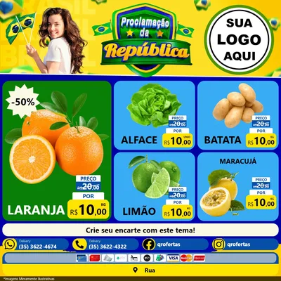 Modelo de Rede Social para Feed Facebook com o tema Proclamação da República para Hortifrúti