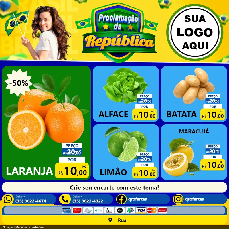 Modelo de Rede Social para Feed Facebook com o tema Proclamação da República para Hortifrúti