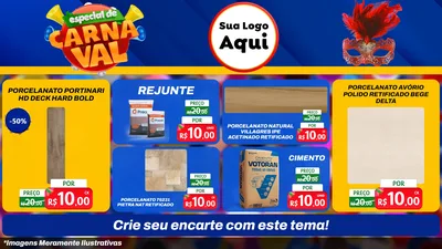 Modelo de TV para TV Horizontal com o tema Especial de Carnaval para Pisos e revestimentos