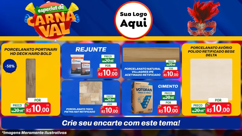 Modelo de TV para TV Horizontal com o tema Especial de Carnaval para Pisos e revestimentos