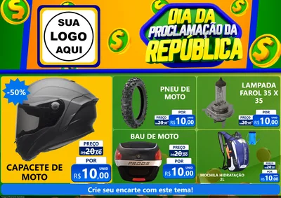 Modelo de Encarte para Encarte A4 Horizontal com o tema Dia Da Proclamação da República para Moto peças