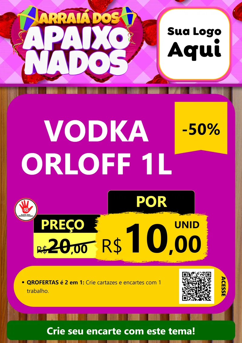 Modelo de Cartaz para Cartaz A4 Vertical com o tema Arraiá dos Apaixonados para Distribuidora de bebidas