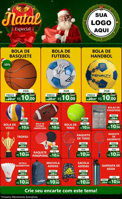 Modelo de Encarte para Encarte Grande com o tema Natal Especial para Artigos Esportivos