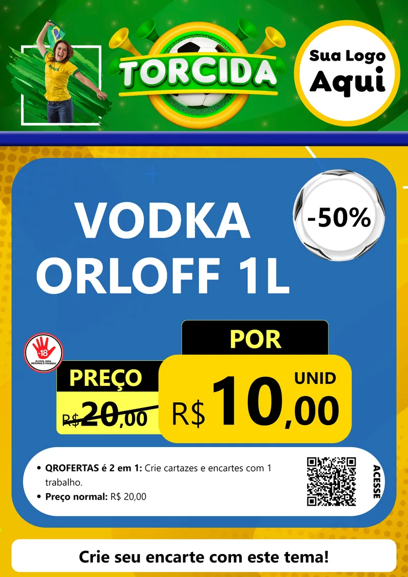 Modelo de Cartaz para Cartaz A4 Vertical com o tema Torcida para Distribuidora de bebidas