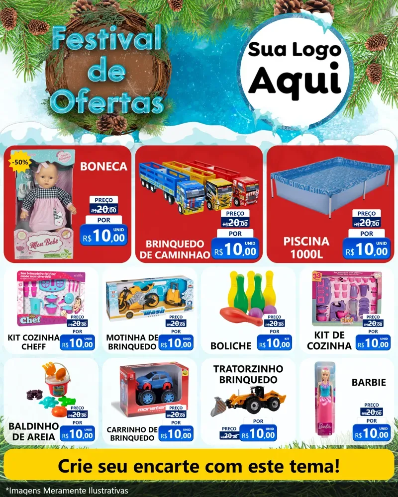 Modelo de Rede Social para Feed Instagram com o tema Festival de Ofertas - Inverno para Brinquedos