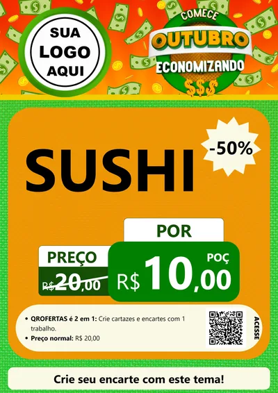 Modelo de Cartaz para Cartaz A4 Vertical com o tema Comece Outubro Economizando para Comida japonesa