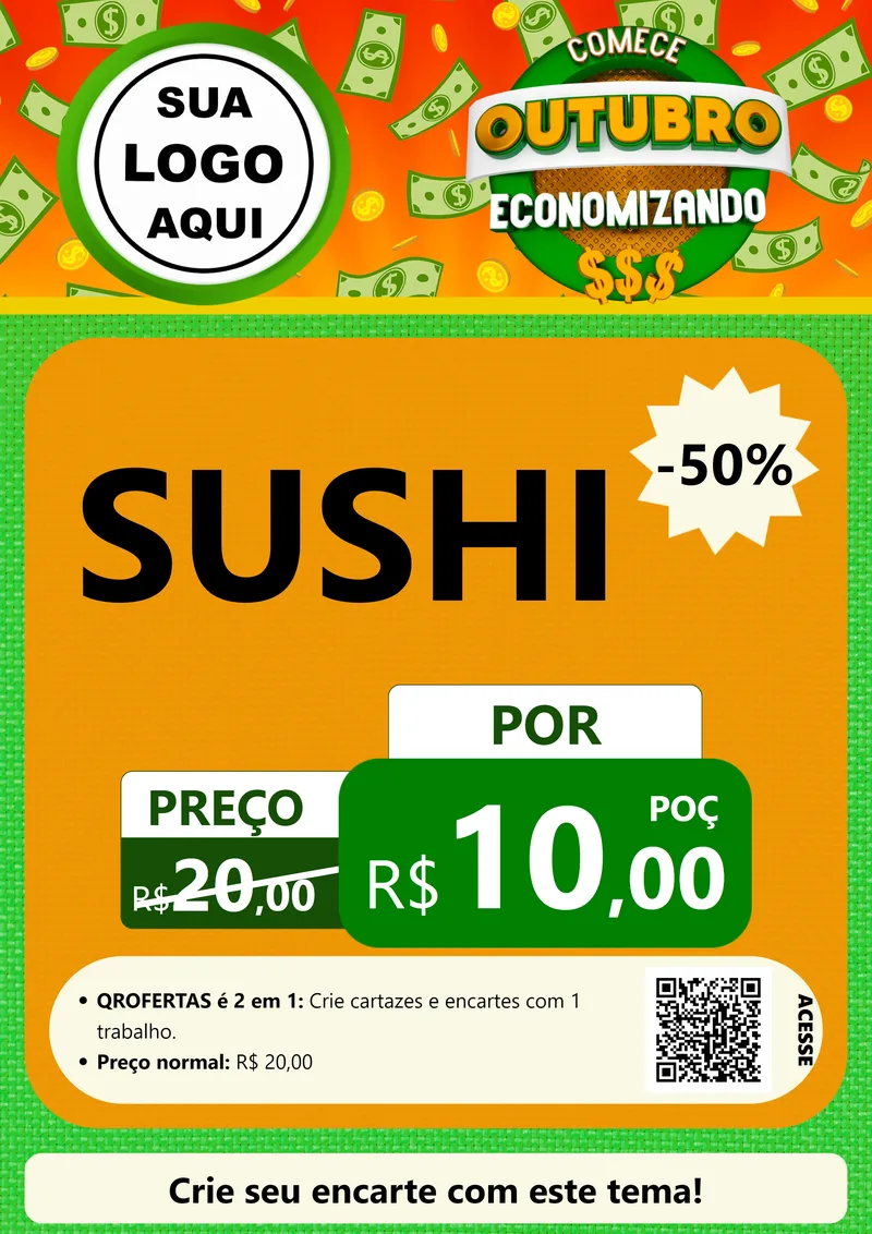 Modelo de Cartaz para Cartaz A4 Vertical com o tema Comece Outubro Economizando para Comida japonesa