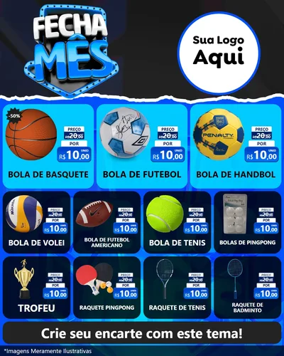 Modelo de Rede Social para Feed Instagram com o tema Fecha Mês para Artigos Esportivos