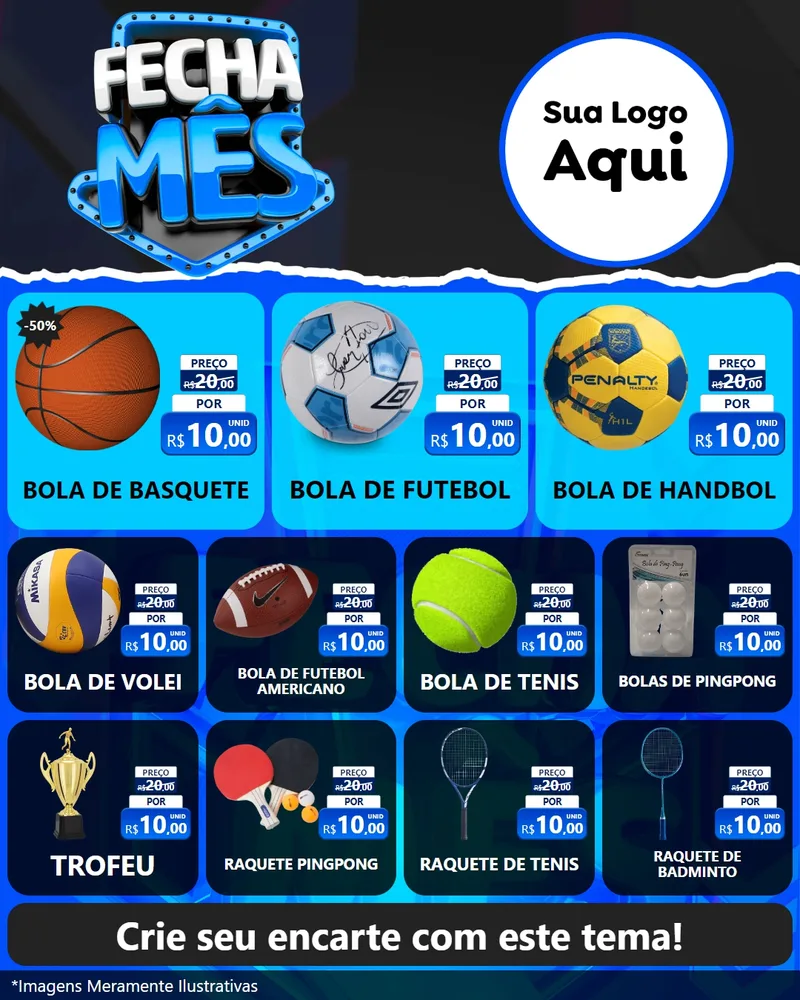Modelo de Rede Social para Feed Instagram com o tema Fecha Mês para Artigos Esportivos