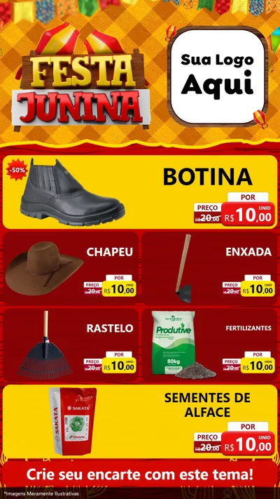 Modelo de TV para TV Vertical com o tema Festa Junina para Agropecuária