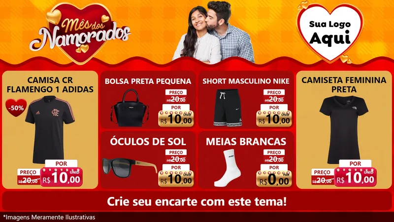 Modelo de TV para TV Horizontal com o tema Mês dos Namorados para Roupas e acessórios