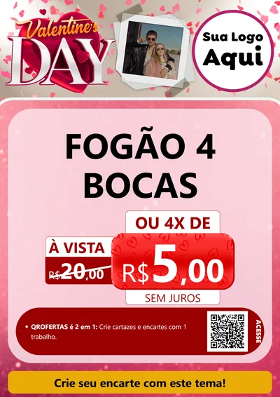 Modelo de Cartaz para Cartaz A4 Vertical com o tema Valentine's Day para Móveis e Eletro