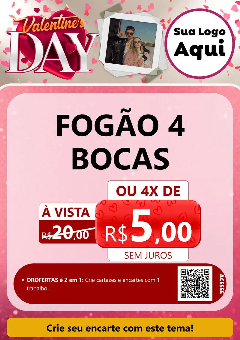 Modelo de Cartaz para Cartaz A4 Vertical com o tema Valentine's Day para Móveis e Eletro