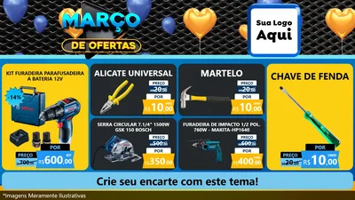 Modelo de TV para TV Horizontal com o tema Março de Ofertas para Maquinas e Ferramentas