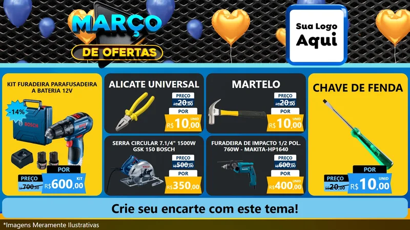 Modelo de TV para TV Horizontal com o tema Março de Ofertas para Maquinas e Ferramentas
