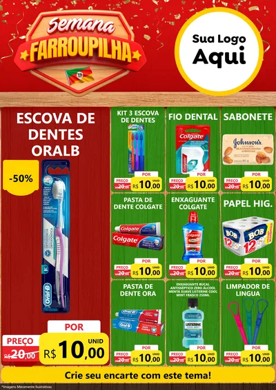 Modelo de Encarte para Encarte A4 Vertical com o tema Semana Farroupilha para Higiene Pessoal
