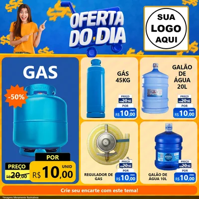 Modelo de Rede Social para Feed Facebook com o tema Oferta do Dia para Água e gás
