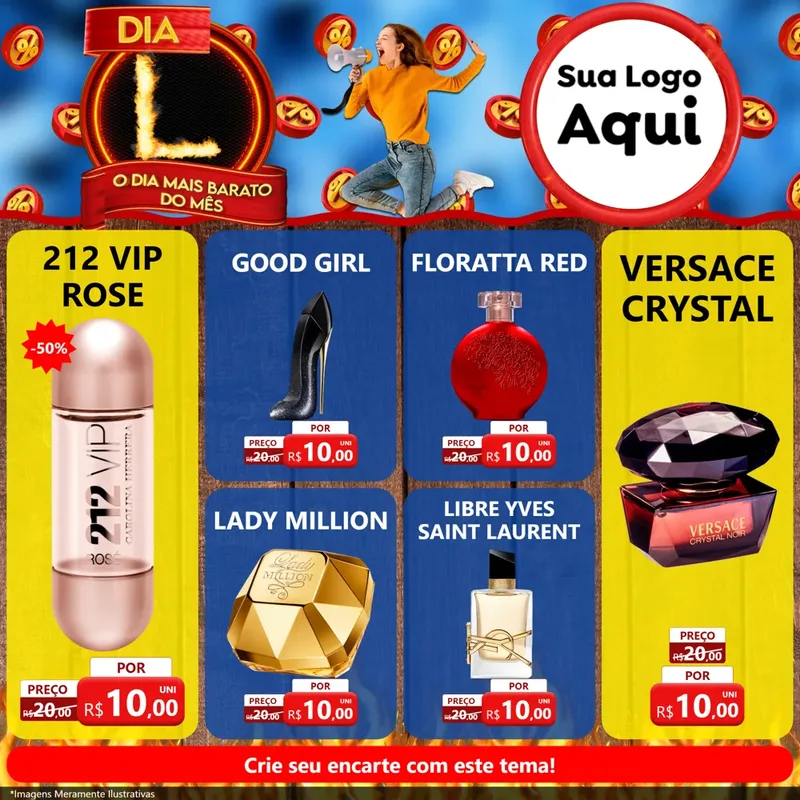 Modelo de Rede Social para Feed Facebook com o tema Dia L - O Dia Mais Barato Do Mês para Perfumes