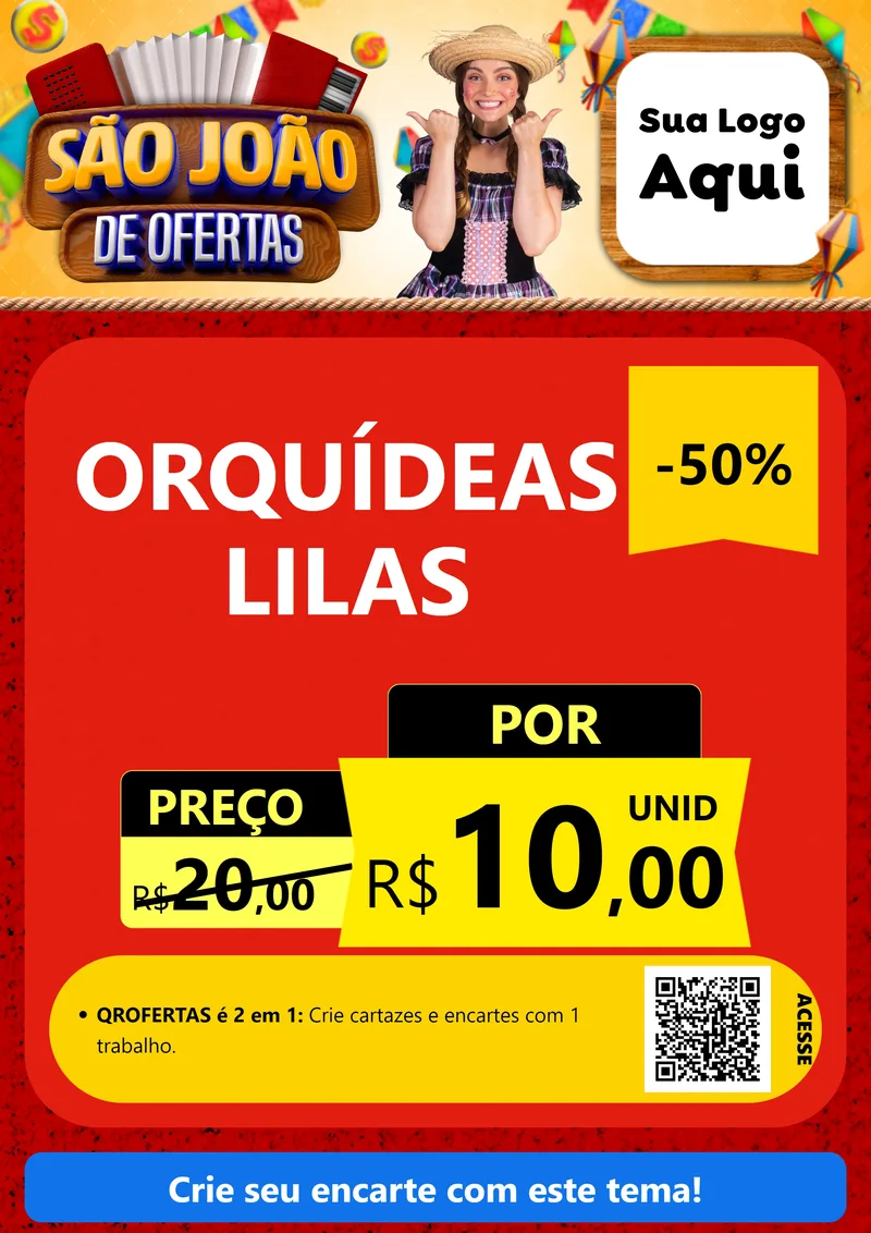 Modelo de Cartaz para Cartaz A4 Vertical com o tema São João de Ofertas para Floricultura e jardim